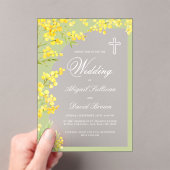Yellow Flowers Arch on Green Religious Wedding Acryl Uitnodigingen (Insitu (Draagbaar))