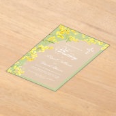 Yellow Flowers Arch on Green Religious Wedding Acryl Uitnodigingen (Laagn)