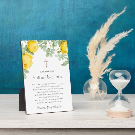 Yellow Flowers Baptism Prayer Fotoplaat (Zijkant)