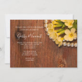 Yellow Flowers Barn Wood Country Engagement Party Kaart (Voorkant)