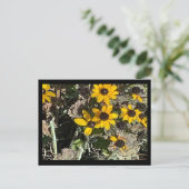 Yellow Flowers Briefkaart met zwarte rand (Staand voorkant)