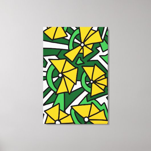 Yellow Flowers Doodle Art Canvas Afdruk (Voorkant)