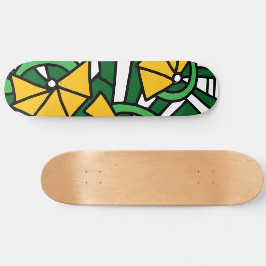 Yellow Flowers Doodle Art Persoonlijk Skateboard (Horizontaal)