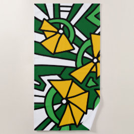 Yellow Flowers Doodle Art Strandlaken