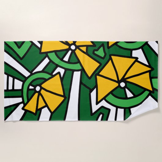 Yellow Flowers Doodle Art Strandlaken (Voorkant)