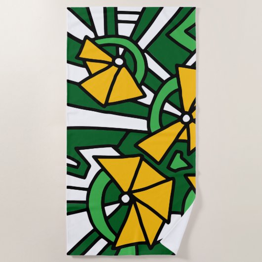 Yellow Flowers Doodle Art Strandlaken (Voorkant)