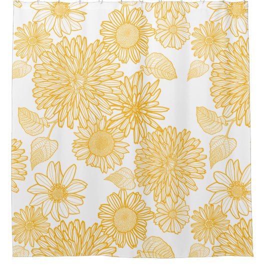 Yellow Flowers Douchegordijn (Voorkant)