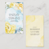 Yellow Flowers Dusty Blue Elegant Waterverf Visitekaartje (Voorkant / Achterkant)