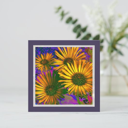 Yellow Flowers Elegant Art Bloemen Blank  Kaart (Staand voorkant)