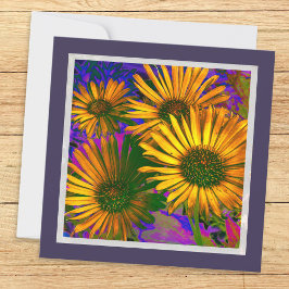 Yellow Flowers Elegant Art Bloemen Blank  Kaart