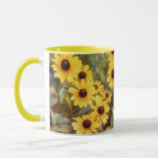 Yellow Flowers Floral Daisy Art Mug Cup Mok (Links)