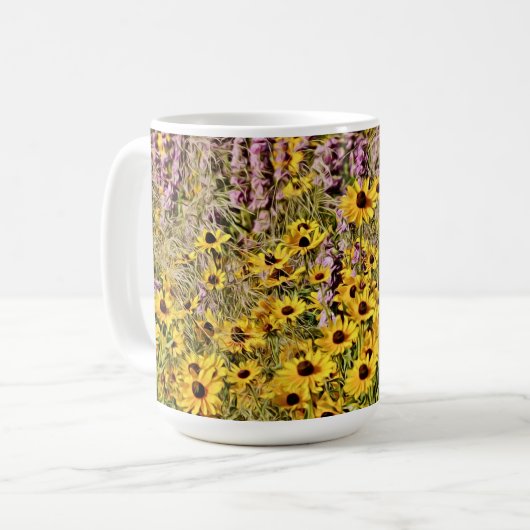 Yellow Flowers Floral Mok Cup (Voorkant links)