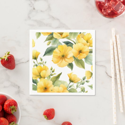 Yellow Flowers Garden Zachte Waterverf Servet (Insitu)