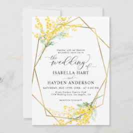 Yellow Flowers Golden Floral Gold Lijst Wedding Kaart