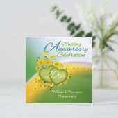 Yellow Flowers Hearts 20th Jubileum Party Kaart (Staand voorkant)