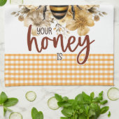 Yellow Flowers Home is de plek waar je honing vand Theedoek (Gevouwen)