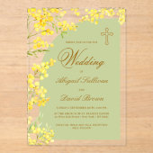 Yellow Flowers Lavender Arch Religious Wedding Acryl Uitnodigingen (Voorkant)
