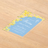 Yellow Flowers Light Blue Arch Religious Wedding Acryl Uitnodigingen (Laagn)