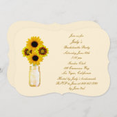 Yellow Flowers Mason Jar Bachelorette Party Invite Kaart (Voorkant / Achterkant)