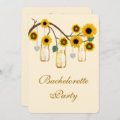 Yellow Flowers Mason Jars Bachelorette Party Kaart (Voorkant / Achterkant)
