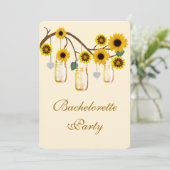 Yellow Flowers Mason Jars Bachelorette Party Kaart (Staand voorkant)
