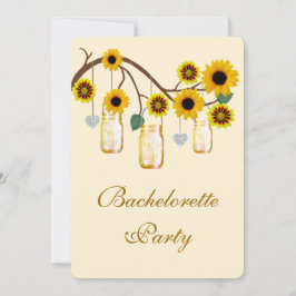 Yellow Flowers Mason Jars Bachelorette Party Kaart