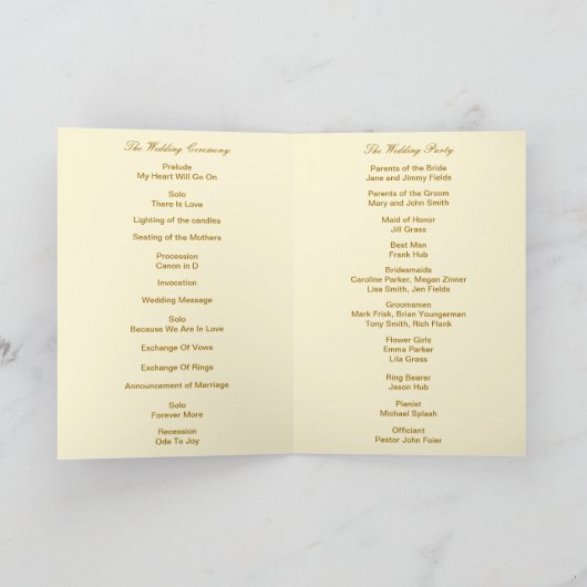 Yellow Flowers Mason Jars Program Kaart (Binnen)