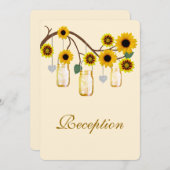 Yellow Flowers Mason Jars Reception Kaart (Voorkant / Achterkant)