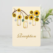 Yellow Flowers Mason Jars Reception Kaart (Staand voorkant)