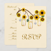 Yellow Flowers Mason Jars Response Kaart (Voorkant / Achterkant)