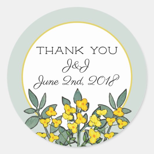 Yellow Flowers met Mint Accent Sticker (Voorkant)