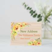 Yellow Flowers Nieuwe Adresaankondiging Briefkaart (Staand voorkant)