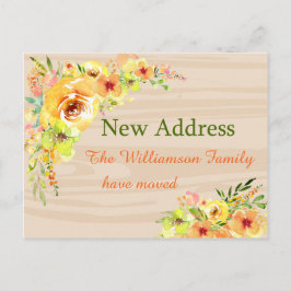 Yellow Flowers Nieuwe Adresaankondiging Briefkaart