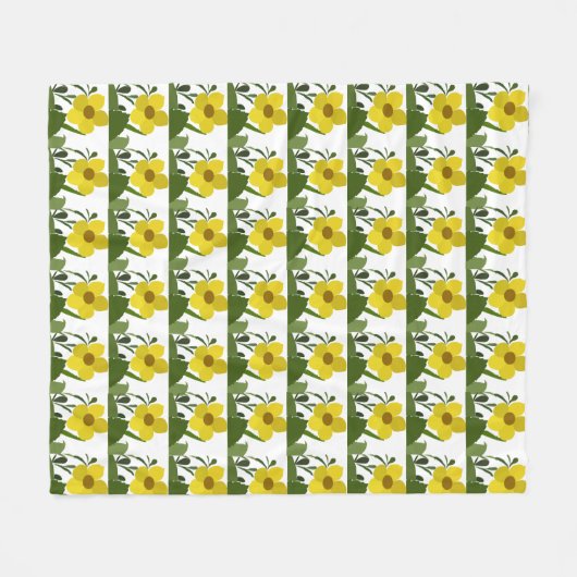 Yellow Flowers Pattern Fleece Deken (Voorkant (Horizontaal))