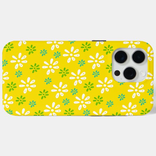 Yellow Flowers Pattern iPhone 15 Pro Max Hoesje (Achterkant (horizontaal))