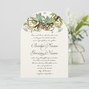 Yellow Flowers Pool Blue Birds Wedding Invite Kaart