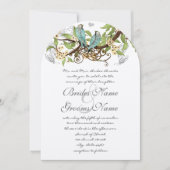Yellow Flowers Pool Blue Birds Wedding Invite Kaart (Voorkant)