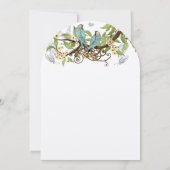 Yellow Flowers Pool Blue Birds Wedding Invite Kaart (Achterkant)