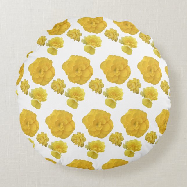 Yellow Flowers Rond Kussen (Voorkant)