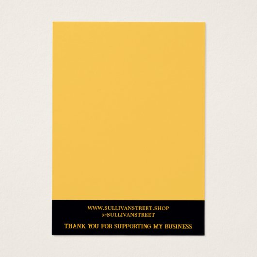 Yellow Flowers Script Ketting sieraden display Visitekaartje (Achterkant)