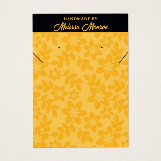 Yellow Flowers Script Ketting sieraden display Visitekaartje (Voorkant)