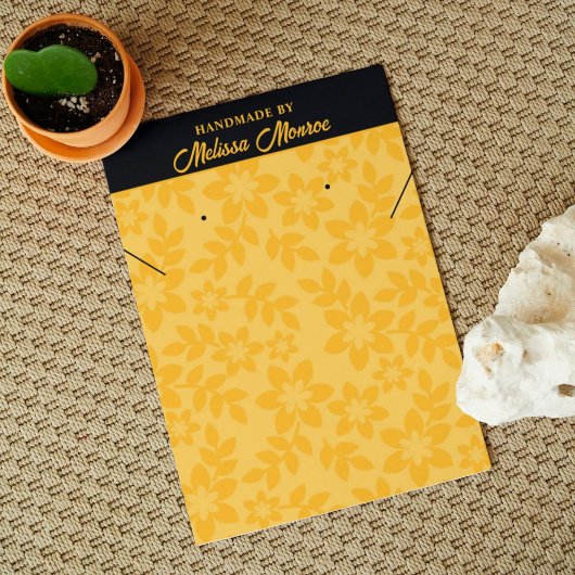Yellow Flowers Script Ketting sieraden display Visitekaartje