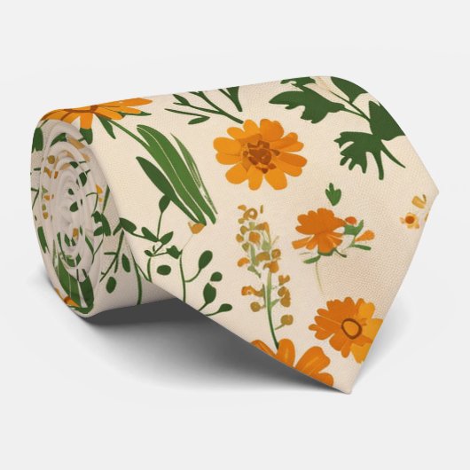 Yellow Flowers Stropdas (Opgerold)