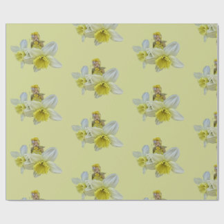 Yellow flowers teddy bears floral narcissus baby cadeaupapier