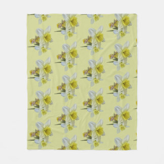 Yellow flowers teddy bears floral narcissus baby fleece deken