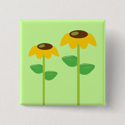 Yellow Flowers Vierkante Button 5,1 Cm (Voorkant)