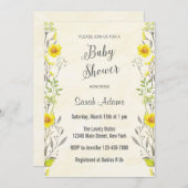 Yellow Flowers Waterverf Baby shower Uitnodiging (Voorkant / Achterkant)