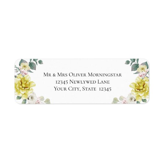 Yellow Flowers Wedding Etiket (Voorkant)