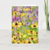 Yellow Flowers Wildflower Daisy Verjaardag Kaart (Voorkant)