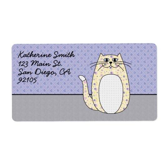 'Yellow Folk Art Cat' Etiket (Voorkant)